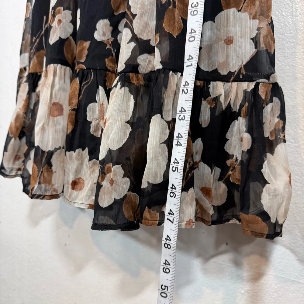 NWT Arbercombie & Fitch Easy High Neck Midi Dress Womens Black Brown Floral XSP